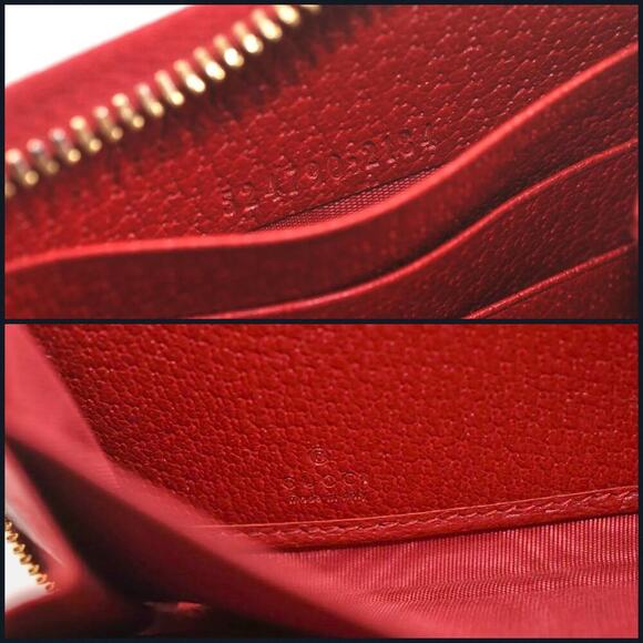 GUCCI Logo Print Long Wallet Purse Canvas Leather Red - Picture 6 of 16